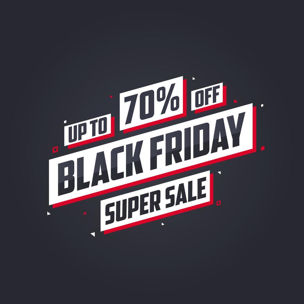 Black Friday Sale Banner oder Poster bis zu 70 Rabatt. schwarzer freitag verkauf 70 rabattangebot vektorillustration. vektor