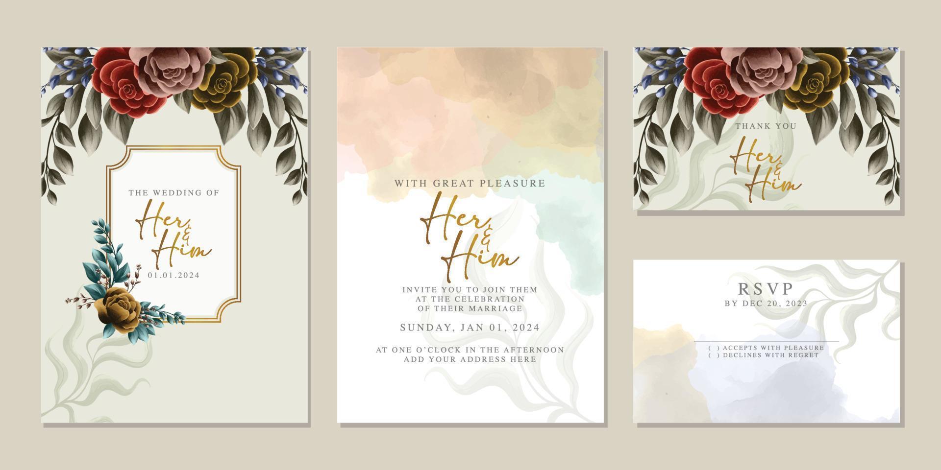Elegante florale Hochzeitseinladungskarte in skandinavischen Farben vektor