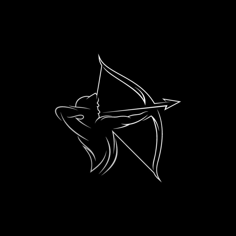 Bogenschießen-Mann-Linie Kunst-Logo-Design-Vektor-Vorlage vektor