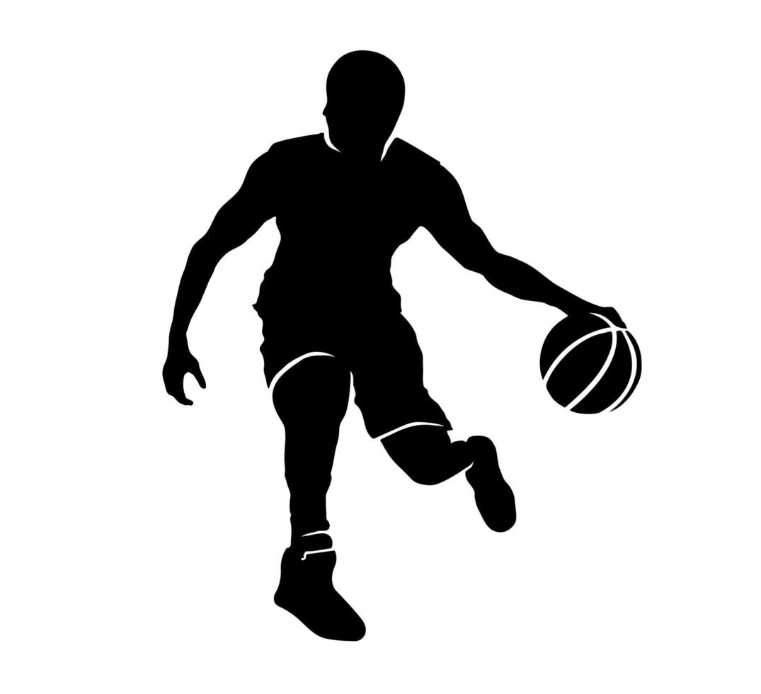 basket dribbling sportspelare isolerade svart siluett idrottsman ikon illustration vektor