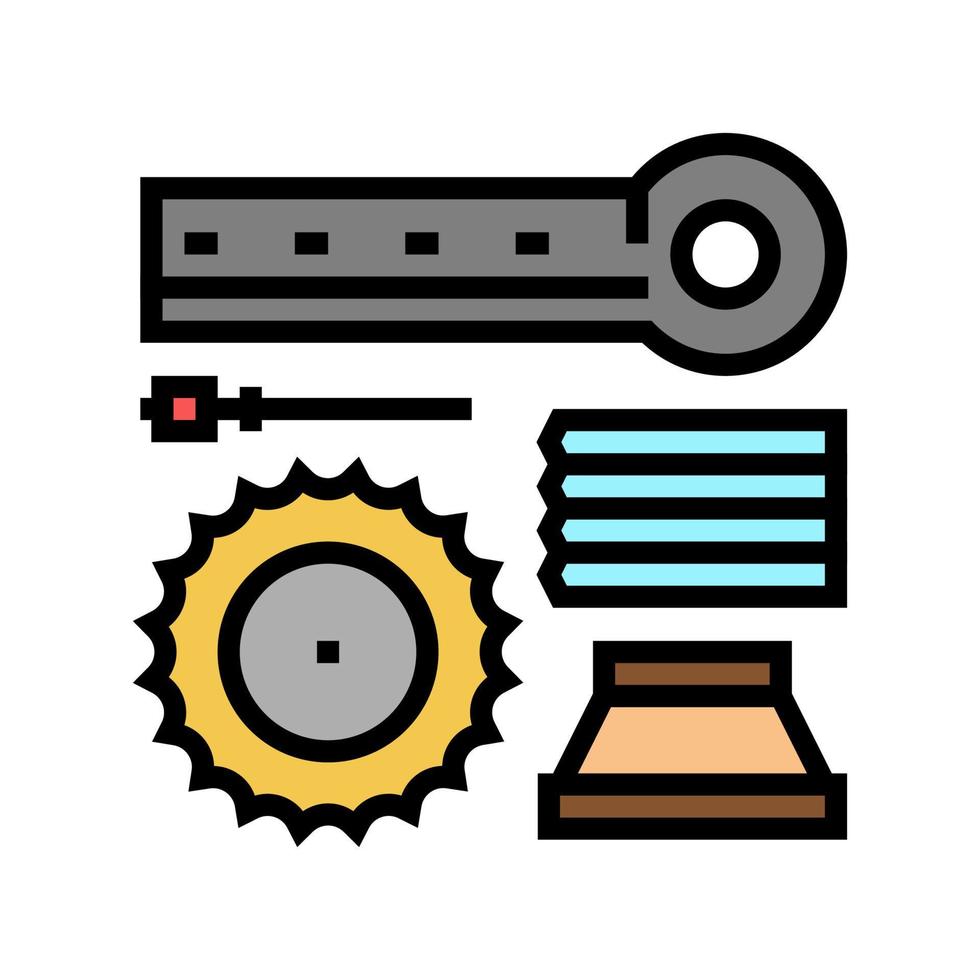 Materialhandhabung und Brecher Ersatzteile Farbe Symbol Vektor Illustration