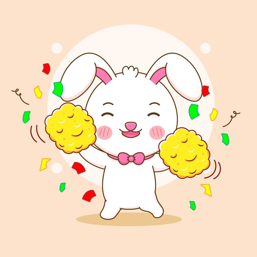 süßes Kaninchen als Cheerleader. häschenzeichentrickfigur illustration. vektor