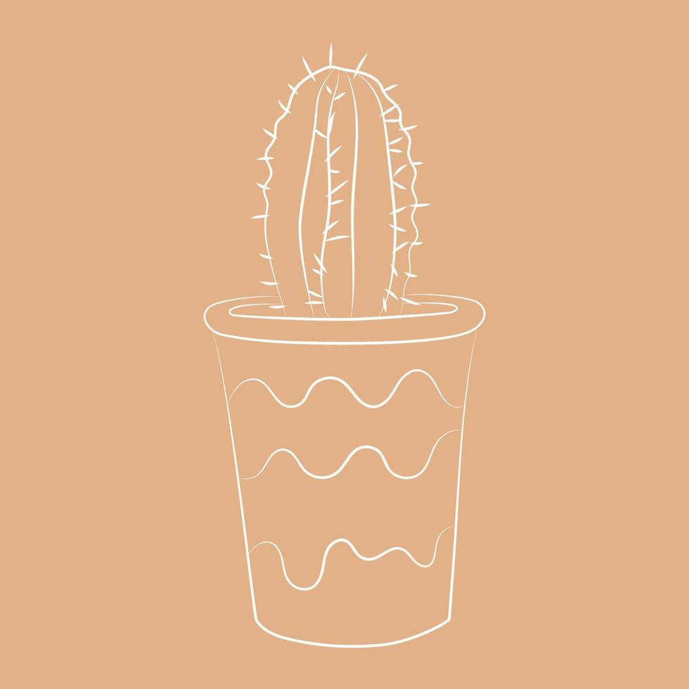tecknad illustration med grön kaktus doodle för tyg, webb, vykort design. handritad vektorillustration. handritad naturligt element. vektor
