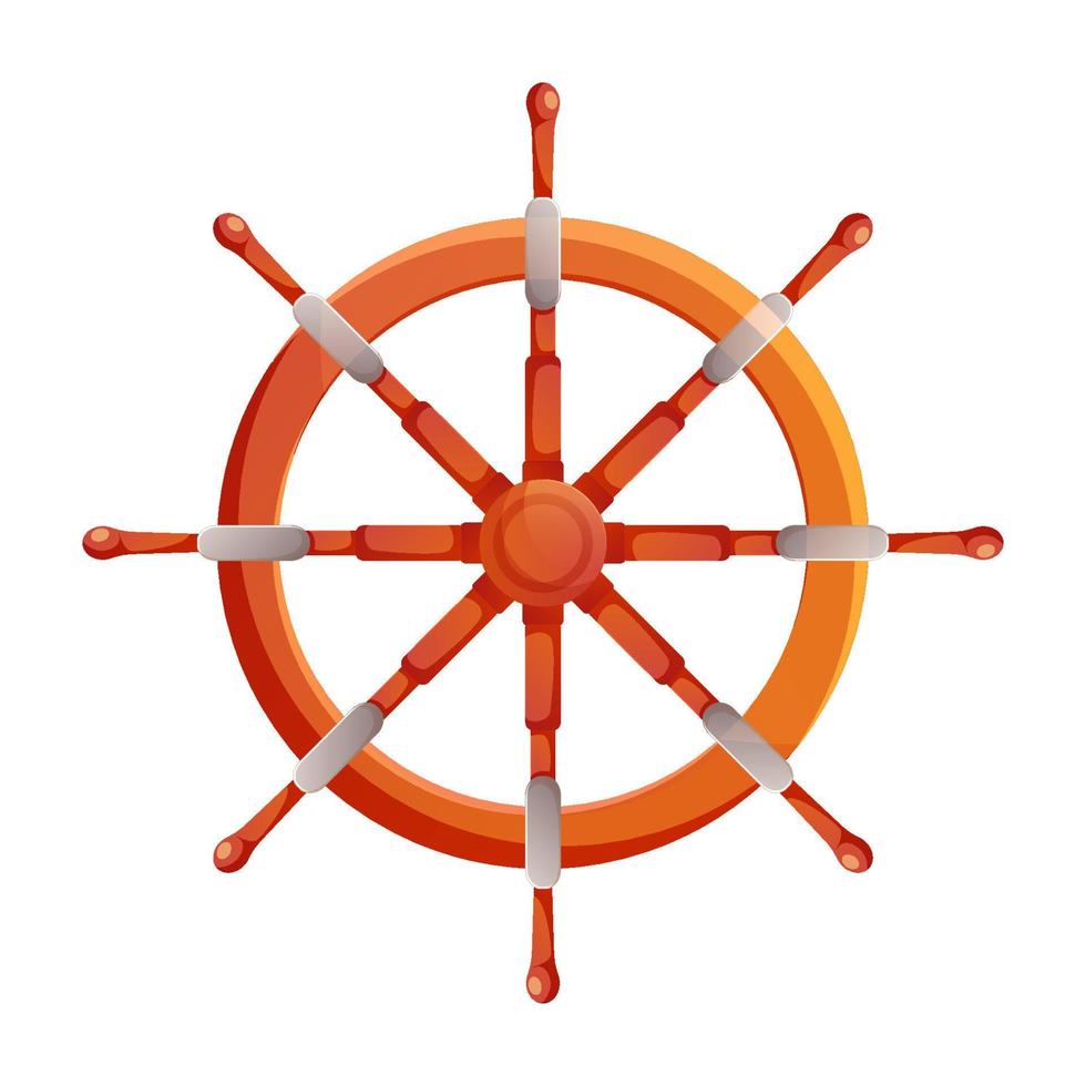 tecknad fartygsratt. vektor illustration. fartyg hjul marin trä vintage isolerad på vit bakgrund