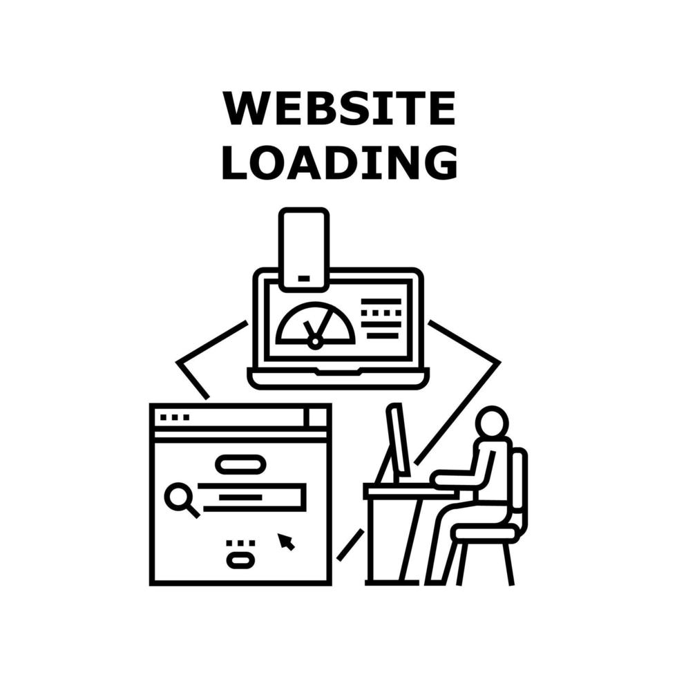 website laden vektorkonzept schwarze illustration vektor