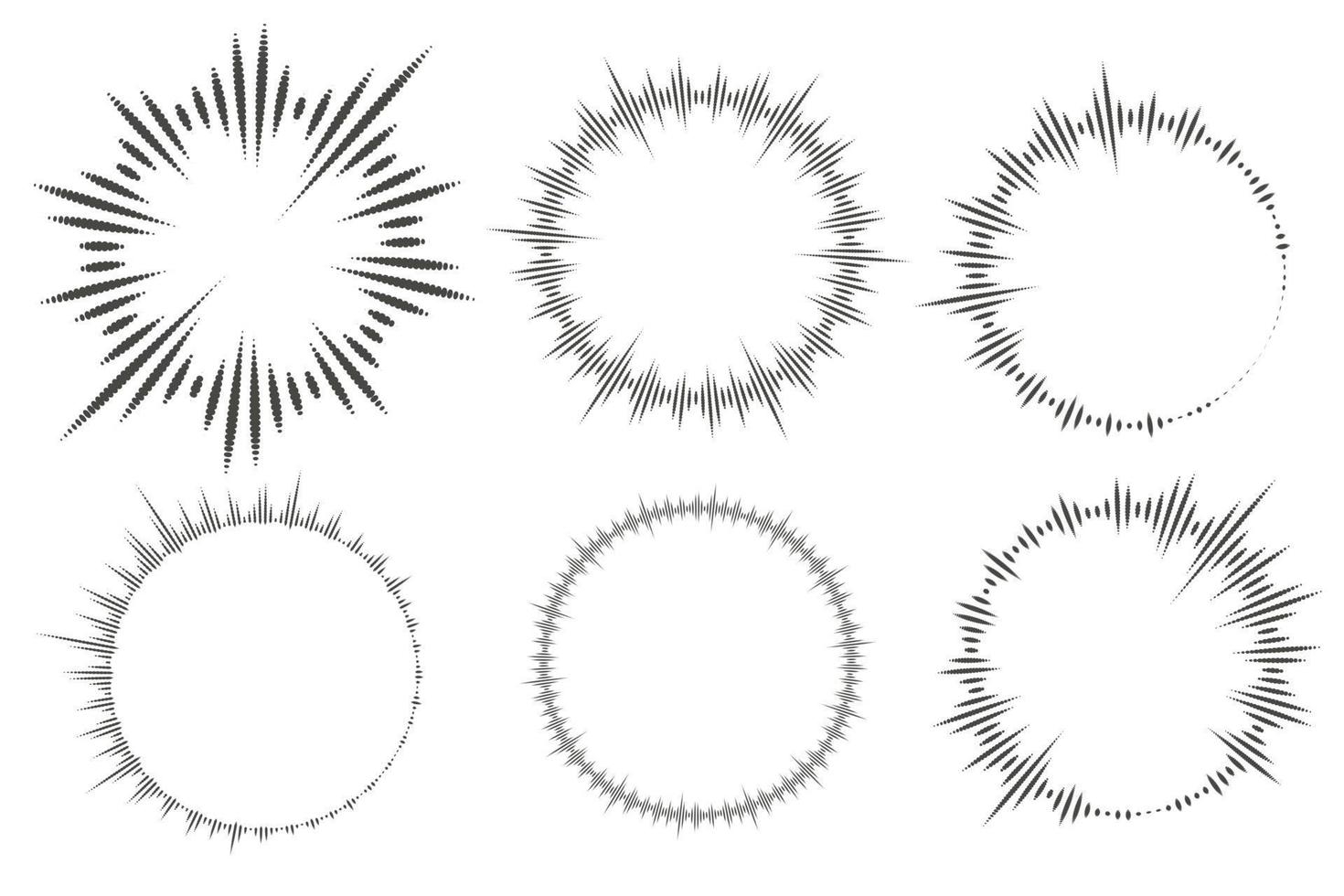 cirkulär musikljudsutjämnare. cirkel ljudvågor. abstrakt radiell radio- och röstvolymsymbol. vektor illustration.