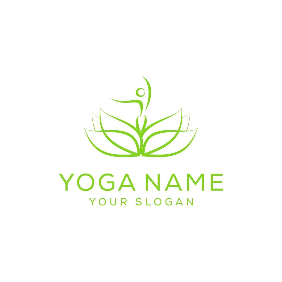 yoga logo design mit lotus konzeptvorlage stil strichzeichnungen vektor