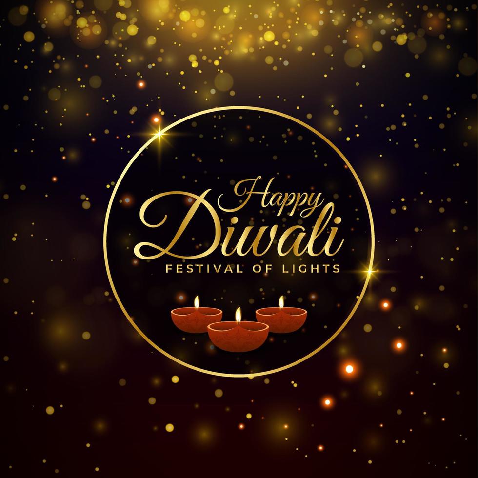 firande diwali festival av ljus semester design vektor med glitter ljuseffekt