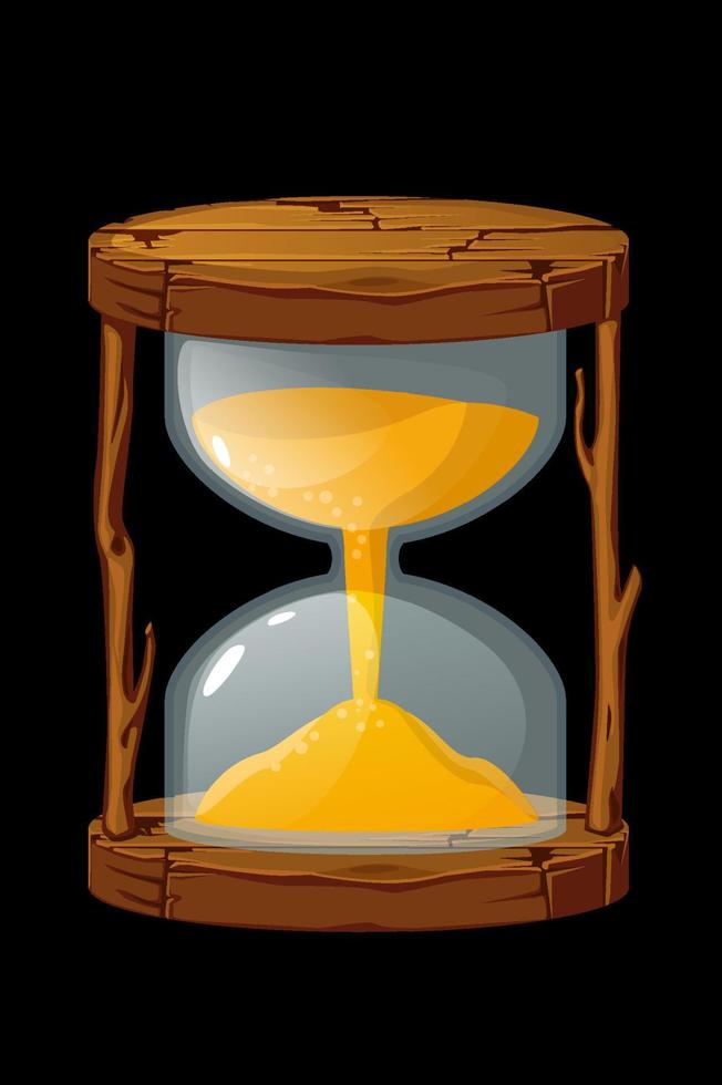 gammalt timglas i trä för att mäta tiden för vilt. vektor illustration vintage brun klocka för grafiskt gränssnitt