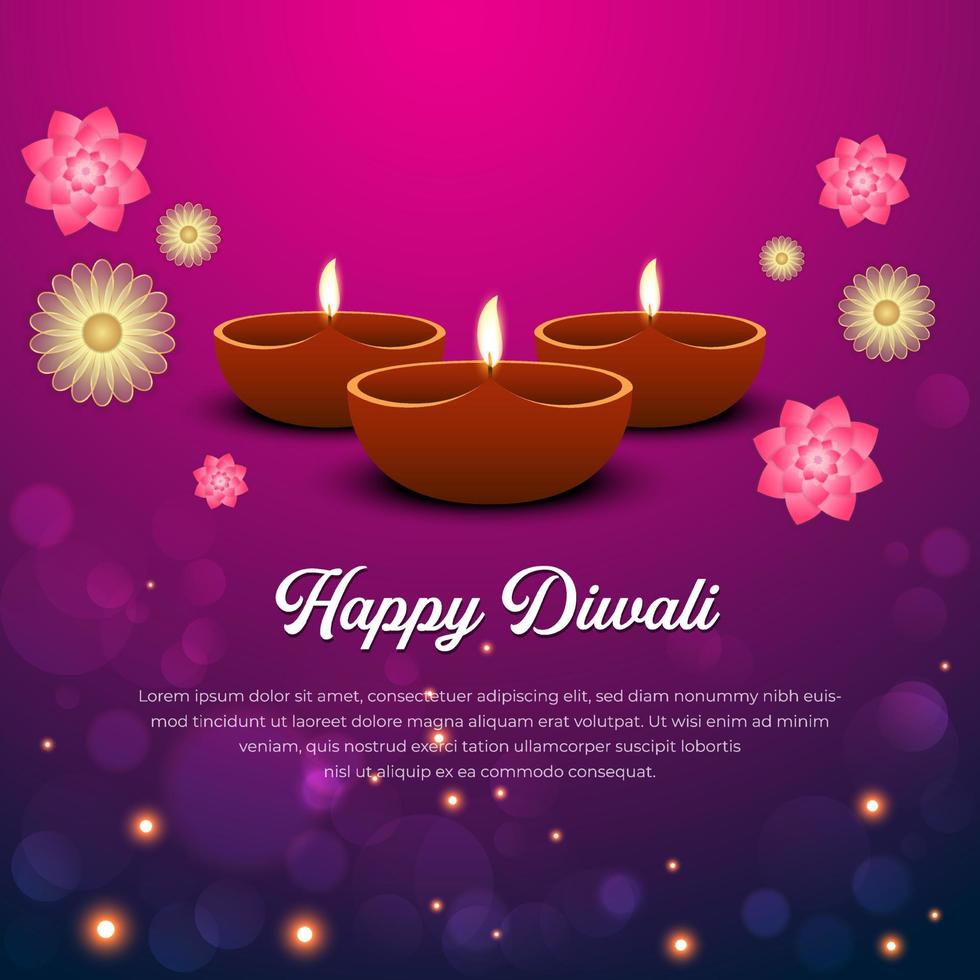 glänsande firande diwali festival av ljus semester design vektor