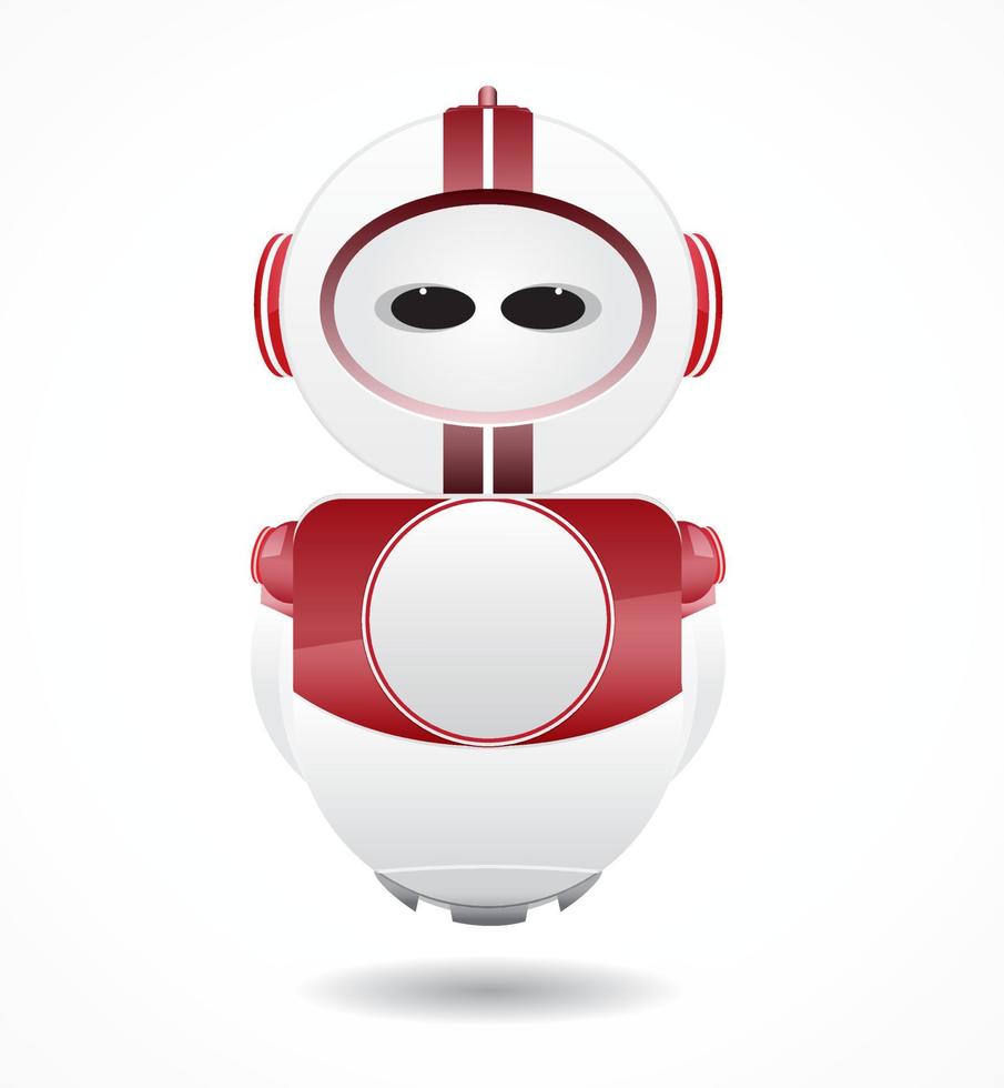 tecknad flygande robot i röd och vit färg isolerade vektor