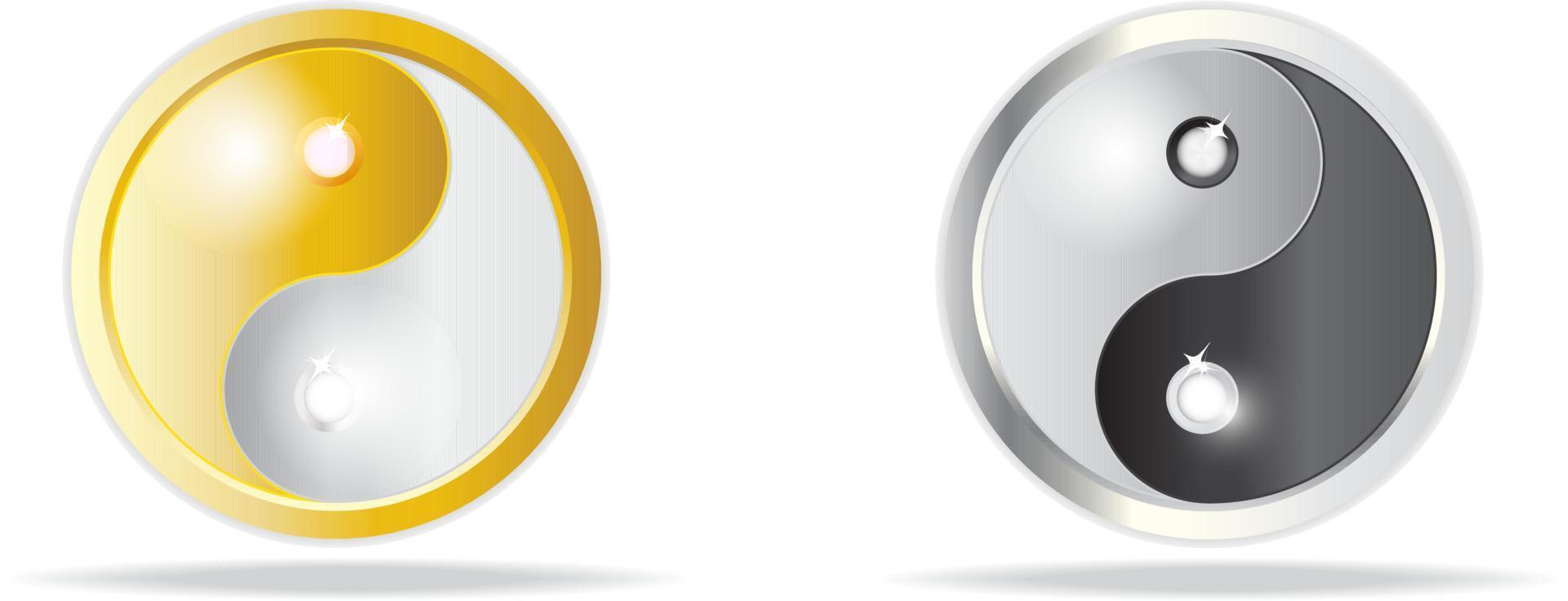 Yin-Yang-Symbol in zwei Farben schwarz und gold vektor