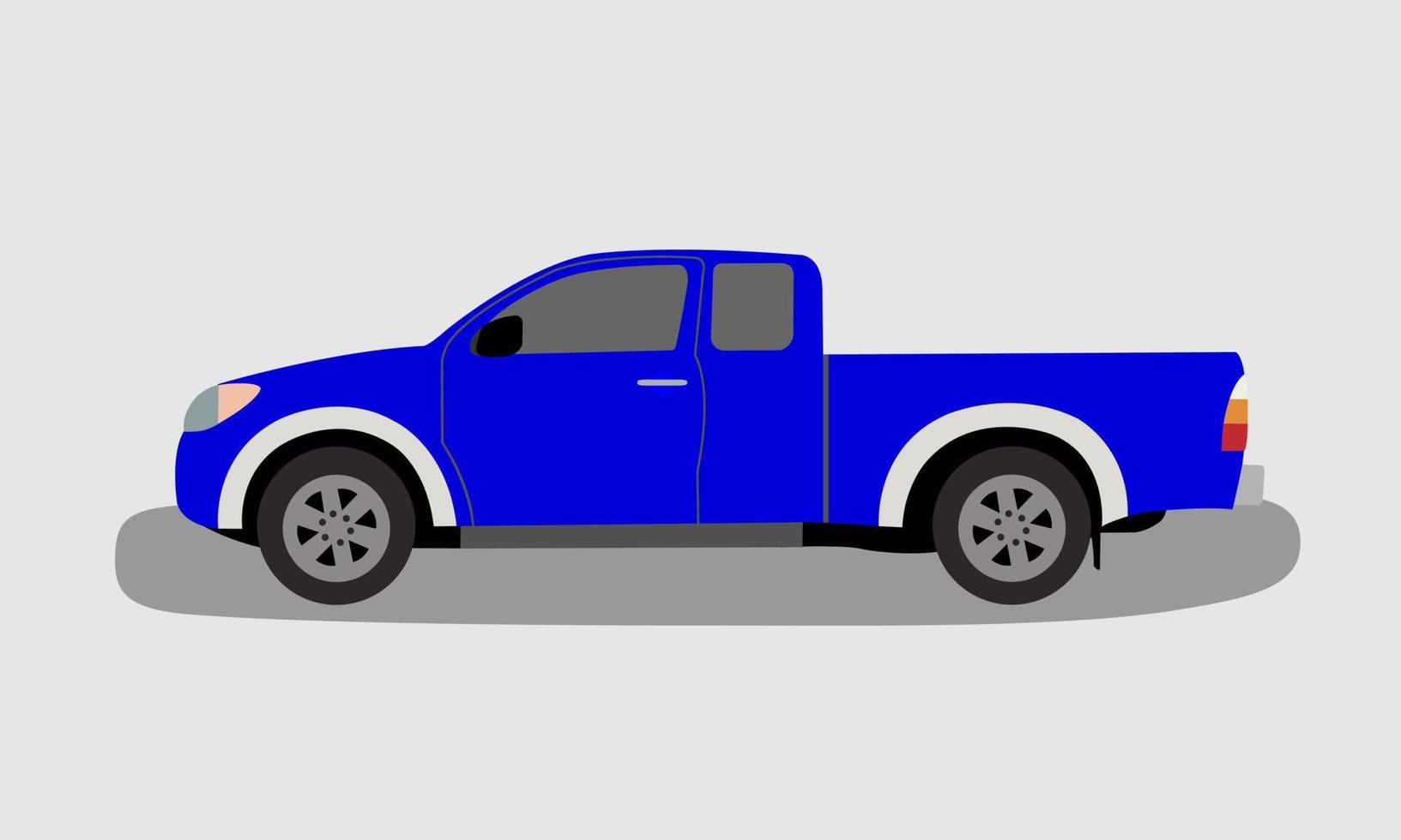 blå pickup truck visar sidovy. mall för varumärkesreklam, designstil, vektorillustration. vektor