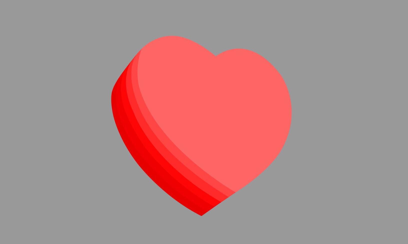 Die rote Herzplatte ist in Schichten geschichtet. Seitenansicht, Herzdicke zeigen. Abbildung auf grauem Hintergrund. vektor
