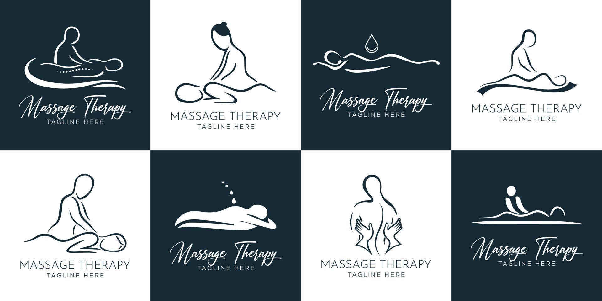 satz von handgezeichnetem logo des spa-elements mit körper und blättern. logo für spa- und schönheitssalon, boutique, massagetherapie, bioladen, entspannung, frauenkörper, innenausstattung, yoga, kosmetik, juweliergeschäft vektor