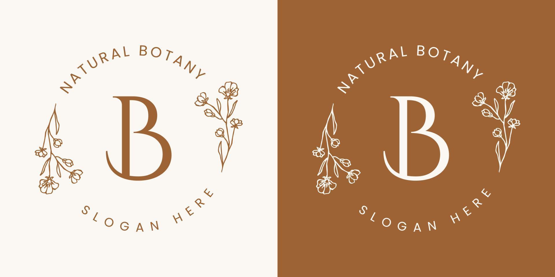 botanisches florales element handgezeichnetes logo mit wilden blumen und blättern. logo für spa- und schönheitssalon, boutique, bioladen, hochzeit, blumendesigner, innenausstattung, fotografie, kosmetik. vektor