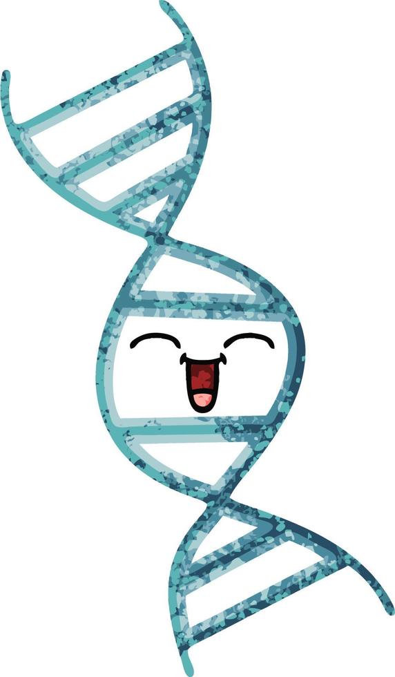 Cartoon-Dna-Strang im Retro-Illustrationsstil vektor