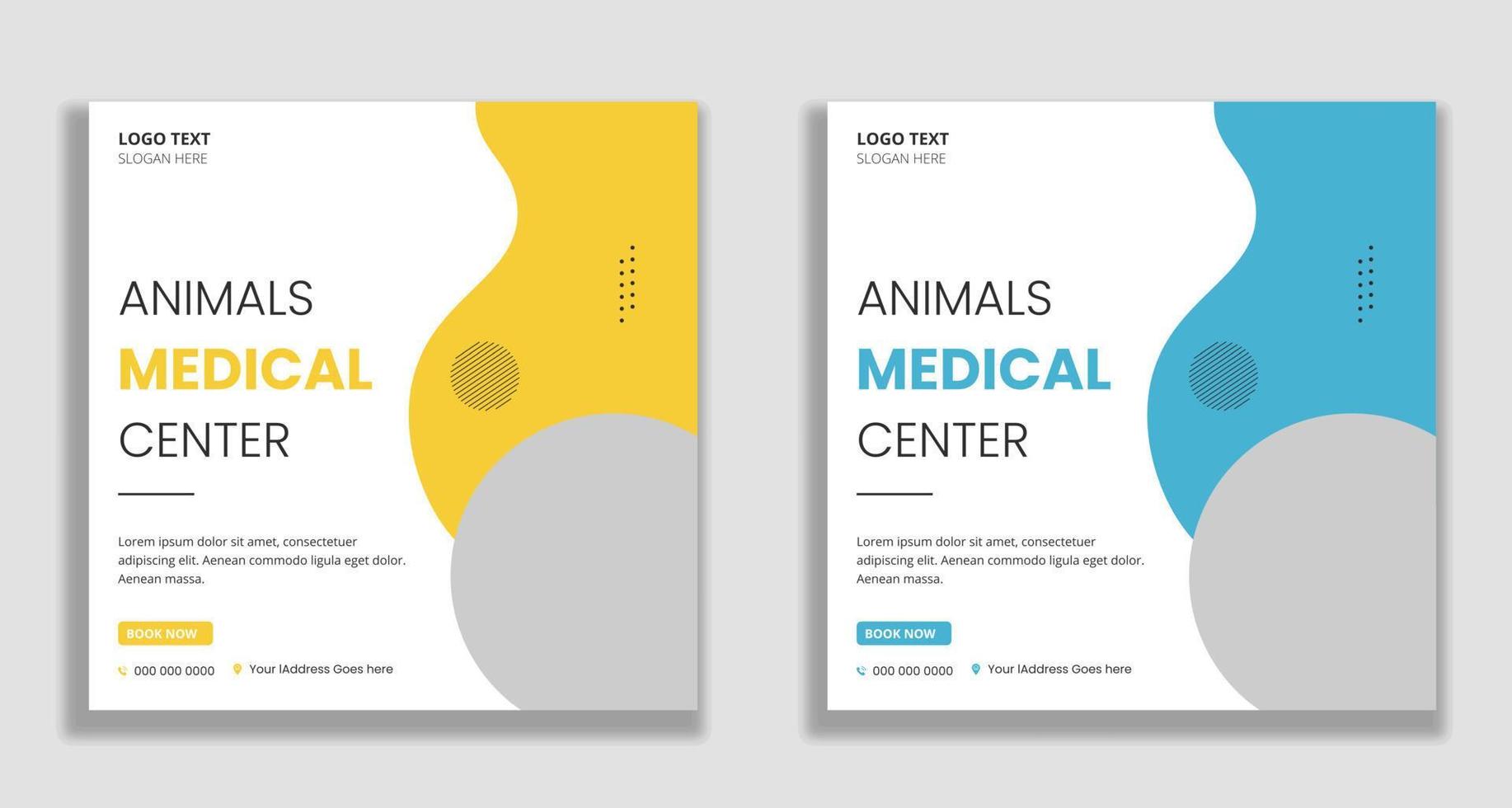 djur medicinsk center sociala medier post och webb banner mall vektor