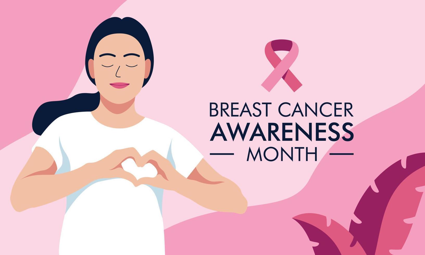 bröstcancer medvetenhet månad av olika etniska kvinnor grupp tillsammans med rosa stödband koncept vektor