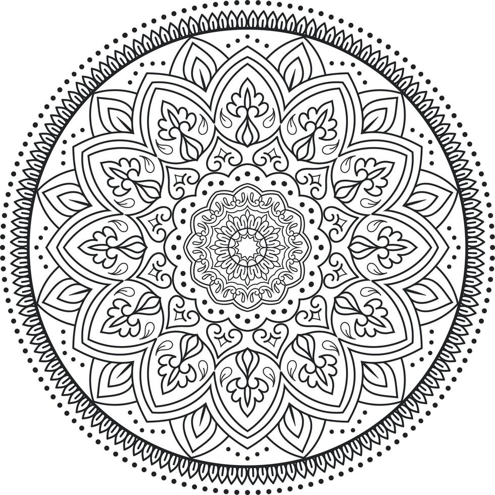 florales Schwarz-Weiß-Mandala-Design. vektor