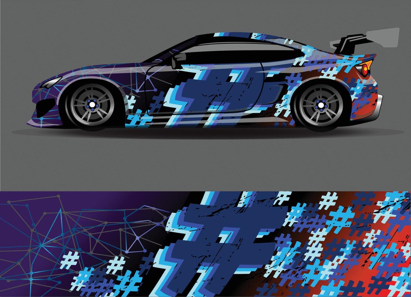 bil wrap dekal vinyl klistermärke design koncept. auto design geometrisk rand tiger bakgrund för wrap fordon racerbilar lastbilar och livery vektor