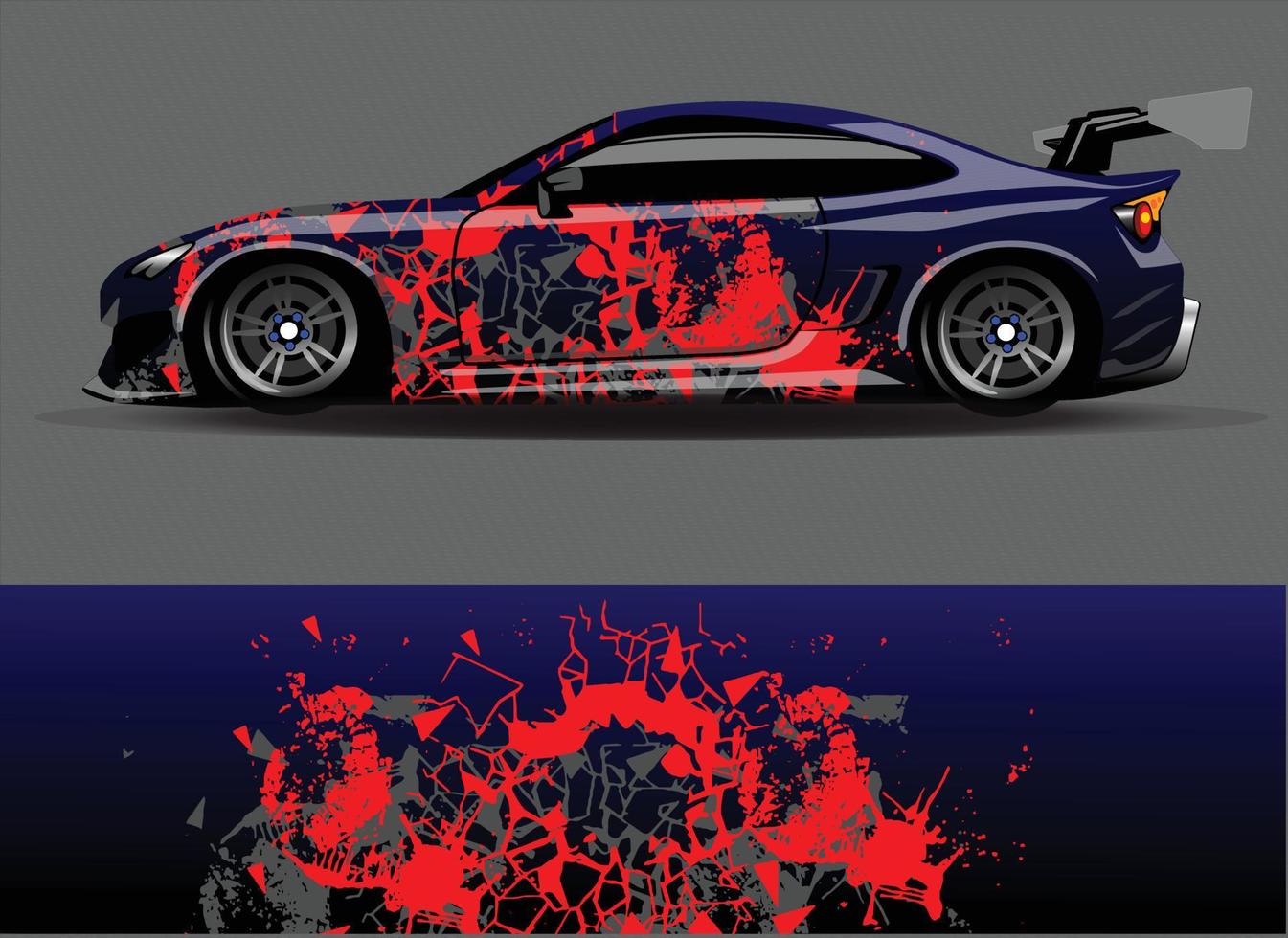 bil wrap design vektor. grafisk abstrakt stripe racing bakgrund kit designs för wrap fordon racer bil rally äventyr och livery vektor