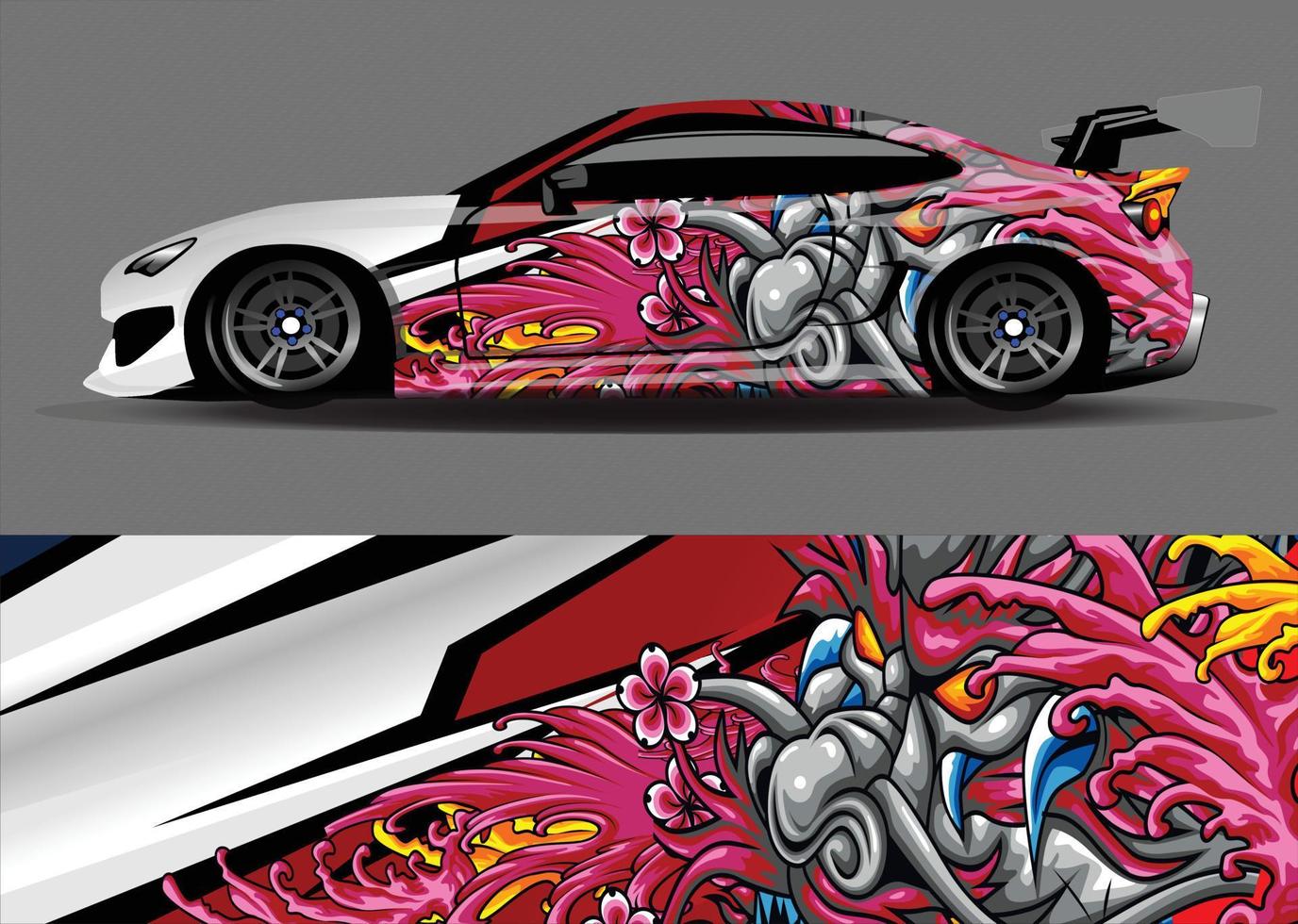 bil wrap dekal vinyl klistermärke design koncept. auto design geometrisk rand tiger bakgrund för wrap fordon racerbilar lastbilar och livery vektor