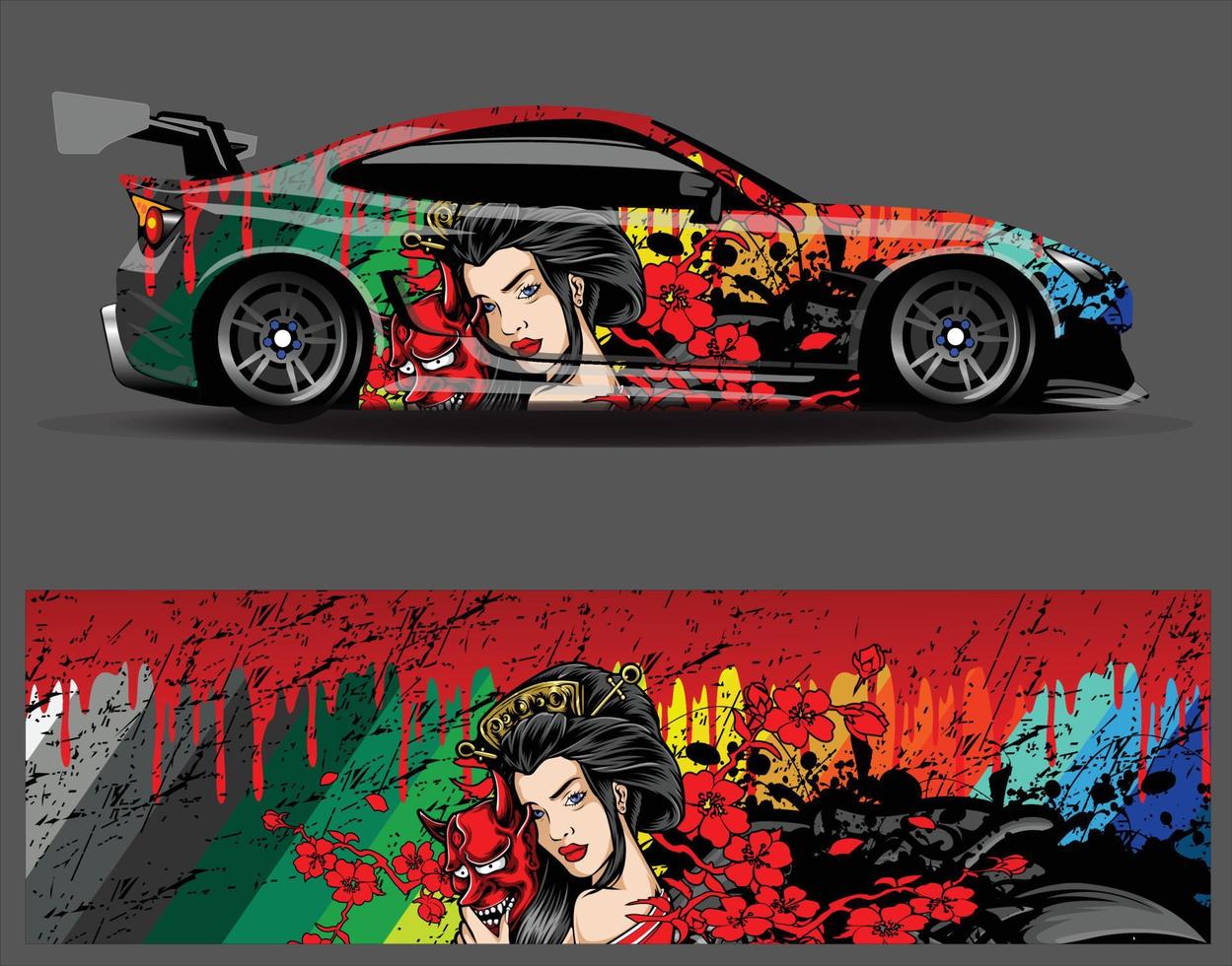 Auto Wrap Aufkleber Vinyl Aufkleber Designs Konzept. Geometrischer Streifen-Tigerhintergrund des Autodesigns für Wrap-Fahrzeuge, Rennwagen, Transporter und Lackierungen vektor