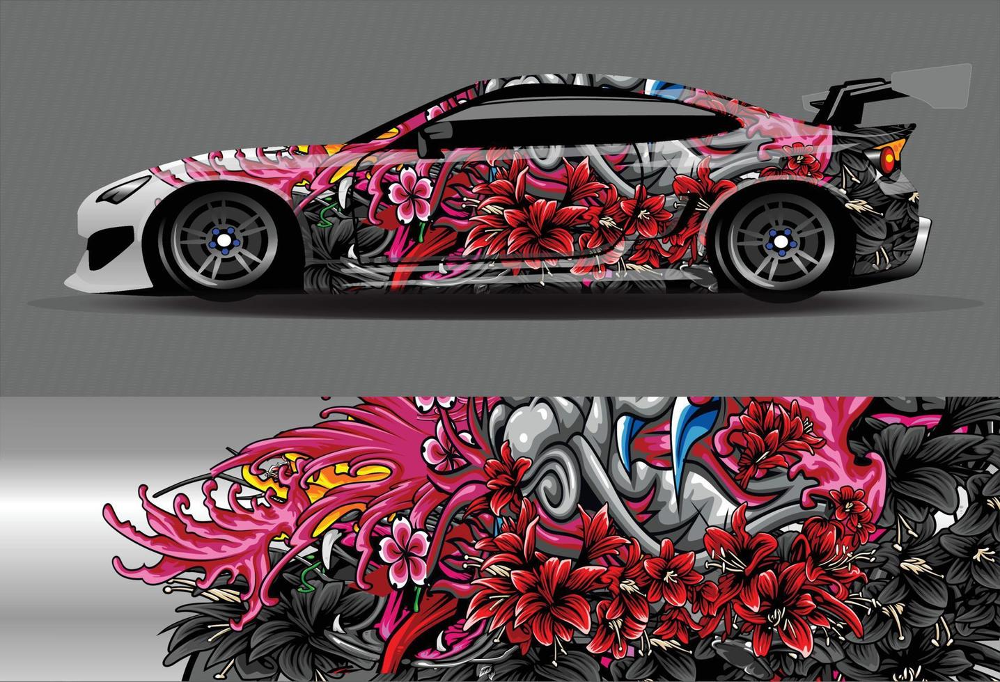 bil wrap dekal vinyl klistermärke design koncept. auto design geometrisk rand tiger bakgrund för wrap fordon racerbilar lastbilar och livery vektor