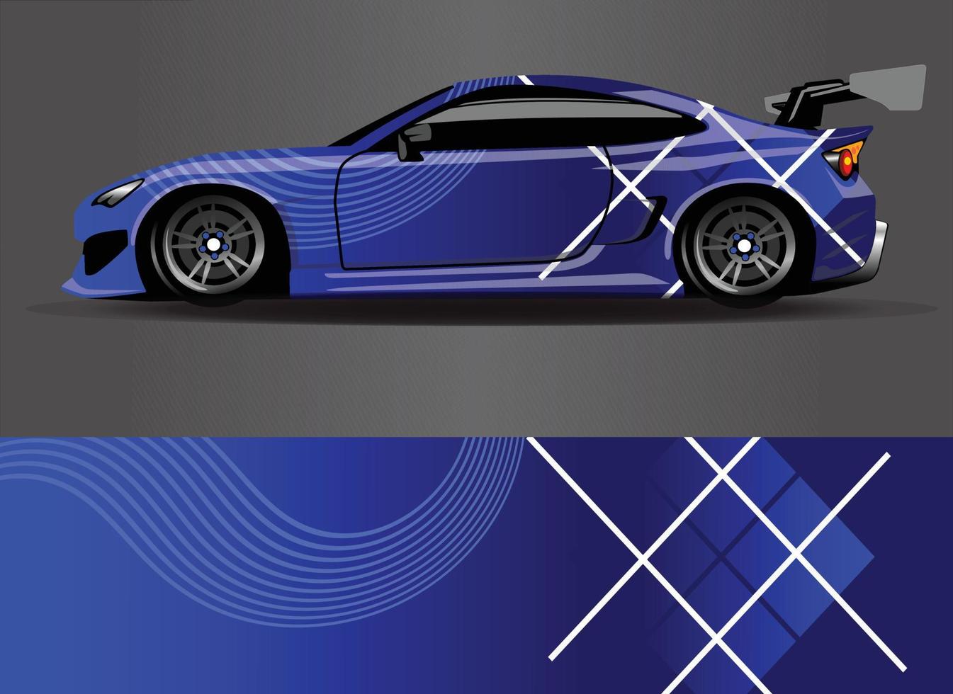 Auto-Wrap-Design-Vektor. grafische abstrakte Streifen-Rennhintergrund-Kit-Designs für Wrap-Fahrzeug-Rennwagen-Rallye-Abenteuer und Lackierungen vektor