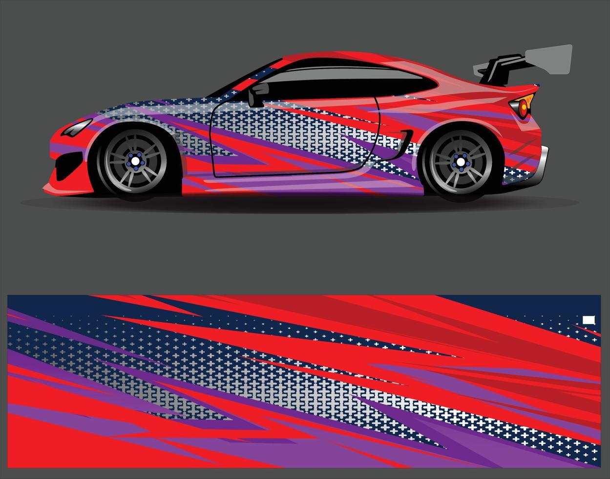 Auto Wrap Aufkleber Vinyl Aufkleber Designs Konzept. Geometrischer Streifen-Tigerhintergrund des Autodesigns für Wrap-Fahrzeuge, Rennwagen, Transporter und Lackierungen vektor