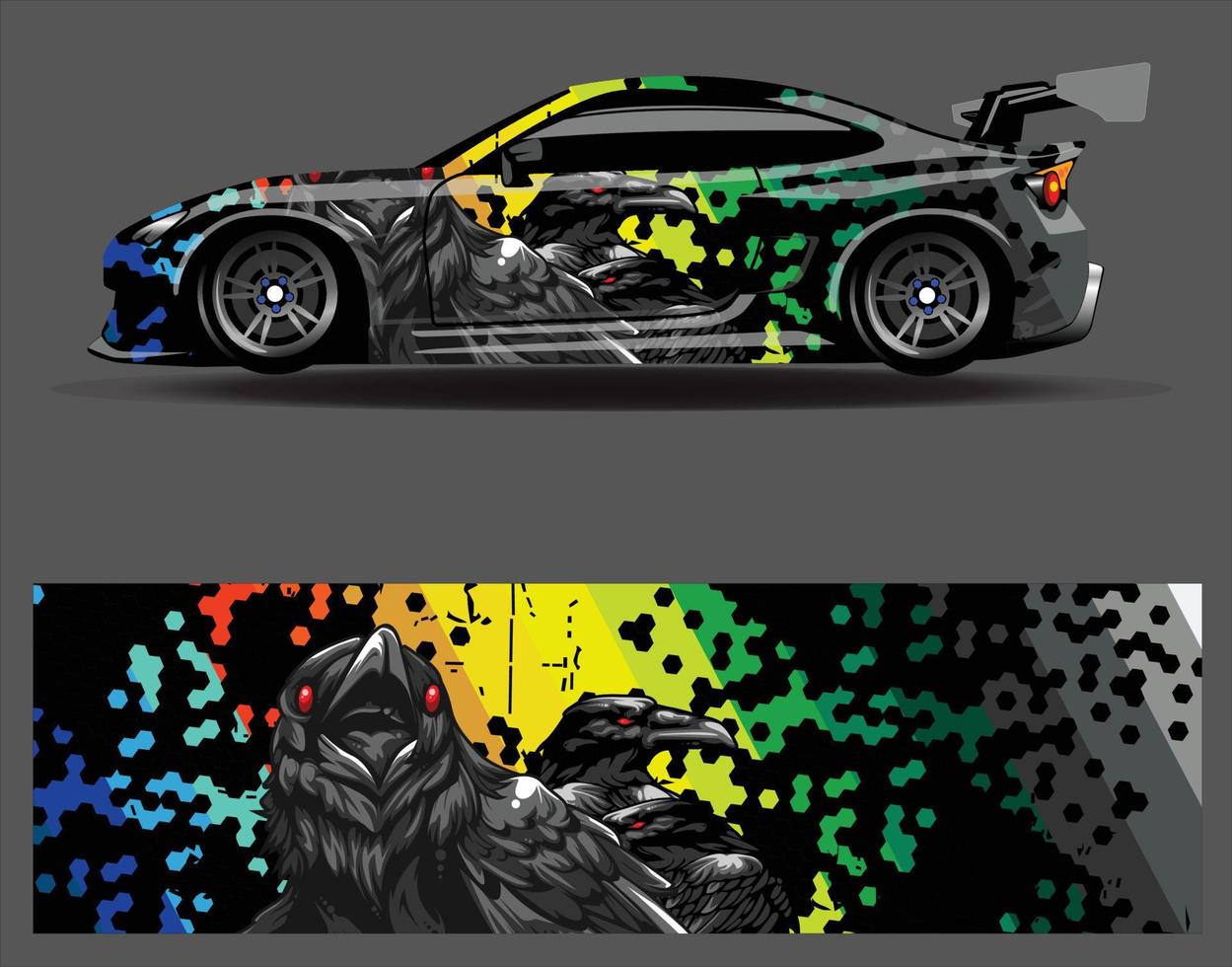 bil wrap dekal vinyl klistermärke design koncept. auto design geometrisk rand tiger bakgrund för wrap fordon racerbilar lastbilar och livery vektor