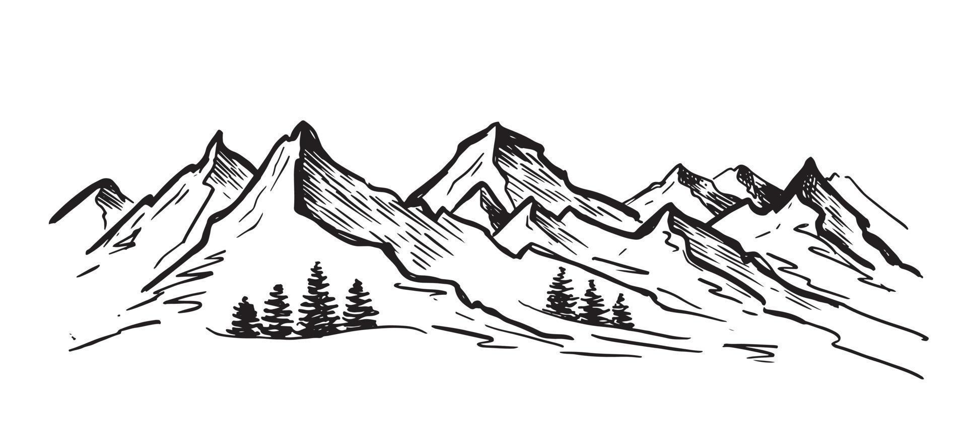 berglandschaft, handgezeichnete illustration vektor