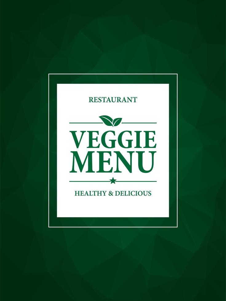 vegetarisches Menü. gesundes und leckeres essen. Menükarte auf einem grünen polygonalen Mosaikhintergrund vektor