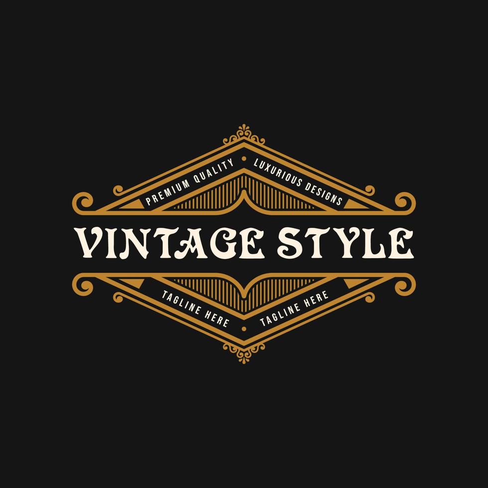 vintage lyx prydnad logotyp vektor