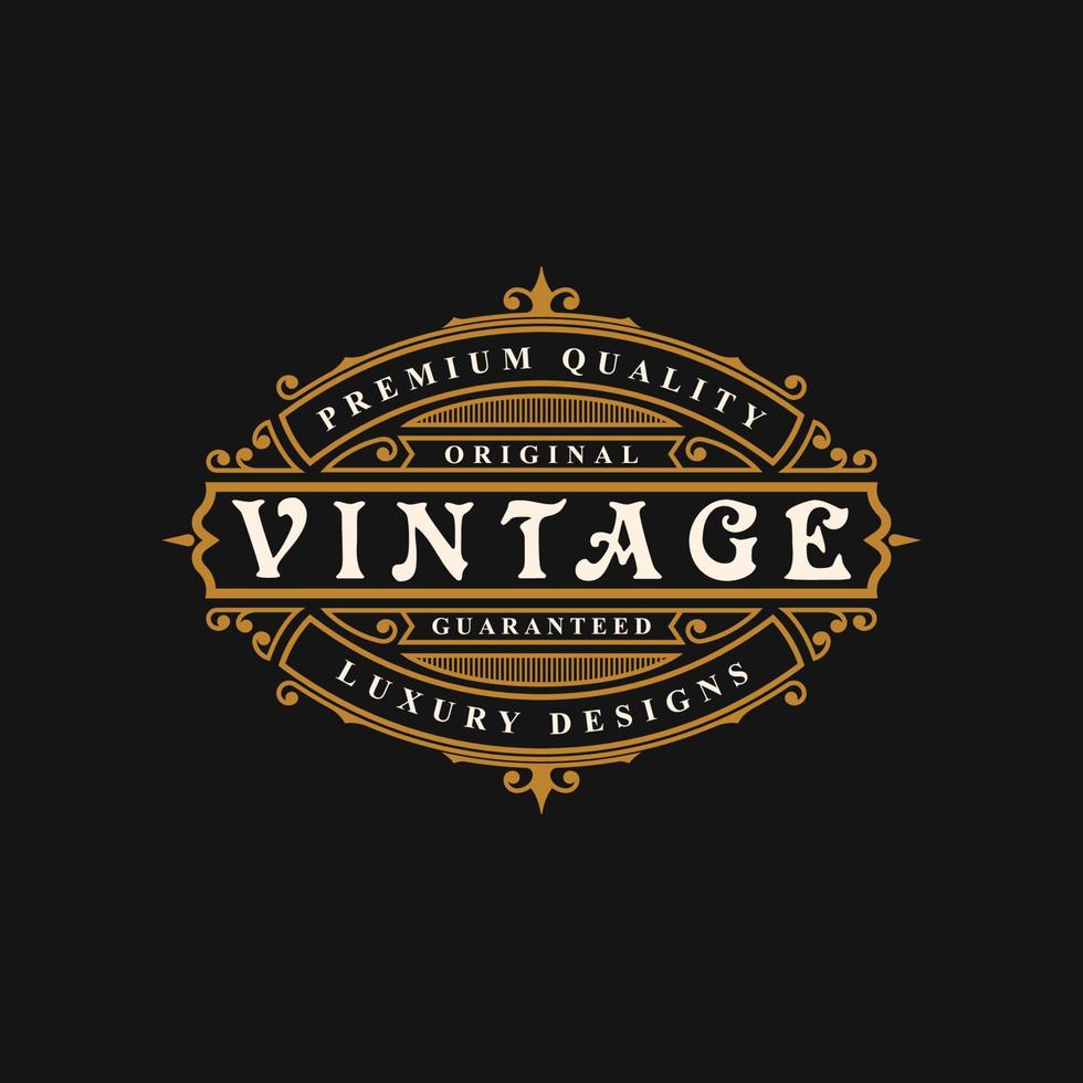 vintage lyx prydnad logotyp vektor