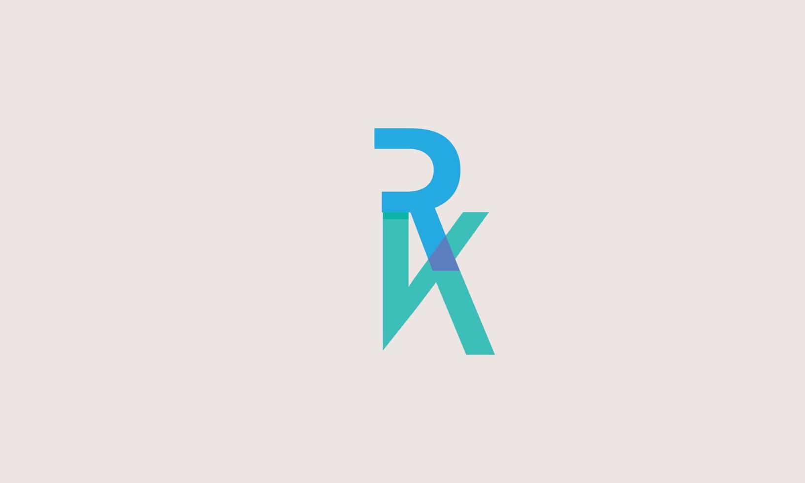 alfabetet bokstäver initialer monogram logotyp rk, kr, r och k vektor