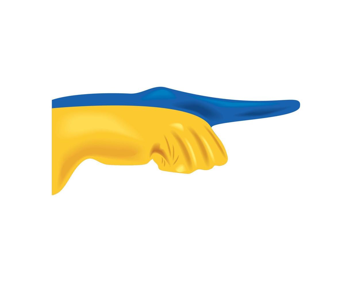 Zeigehand mit ukrainischer Flagge vektor