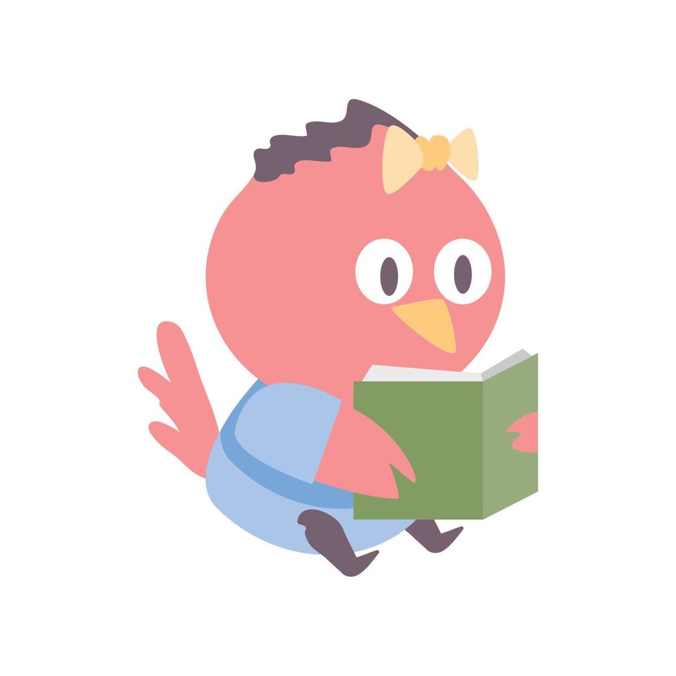 fågel som läser en bok vektor