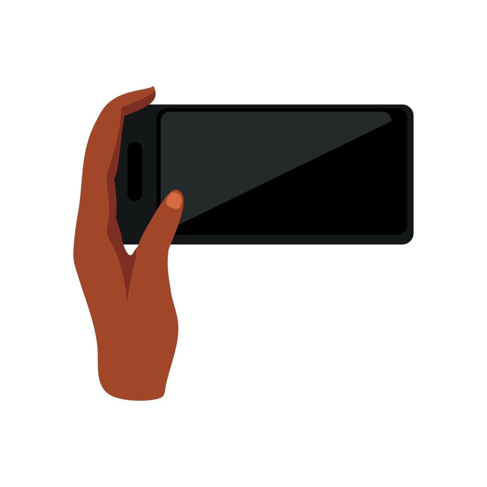 Hand mit schwarzem Smartphone vektor
