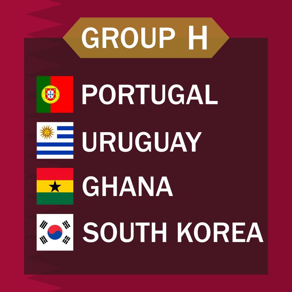 matchschema grupp h. internationell fotbollsturnering i Qatar. vektor illustration.