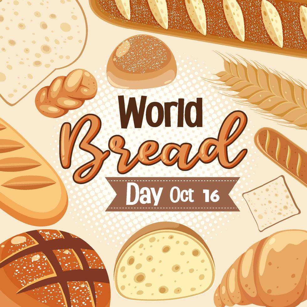 världen bröd dag affisch design vektor