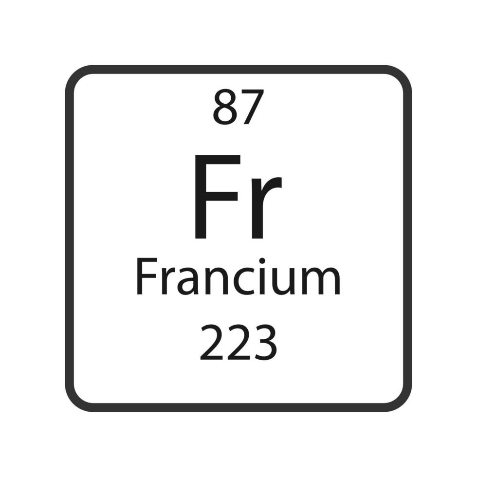 francium symbol. kemiskt element i det periodiska systemet. vektor illustration.