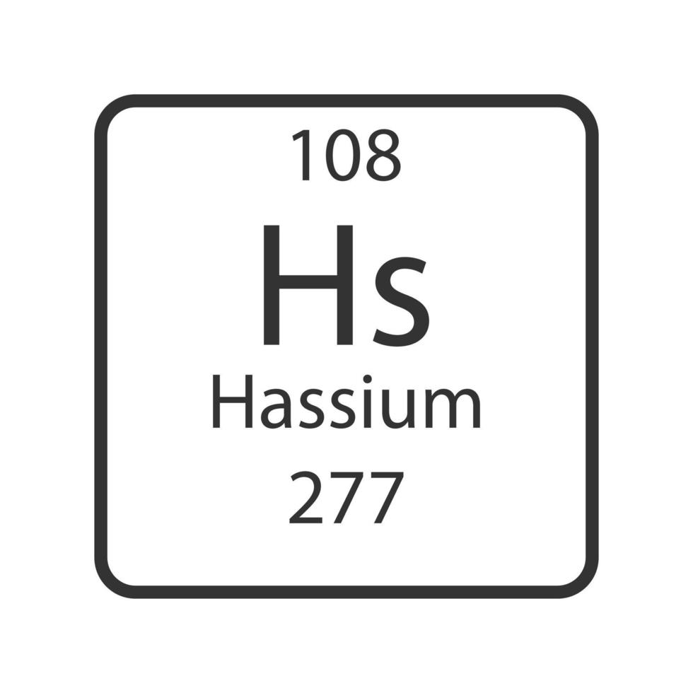 hassium symbol. kemiskt element i det periodiska systemet. vektor illustration.