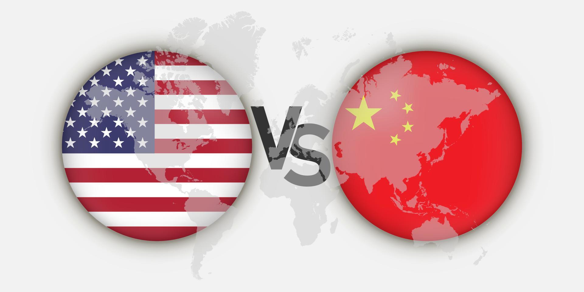 Kina vs USA flaggor koncept. vektor illustration.