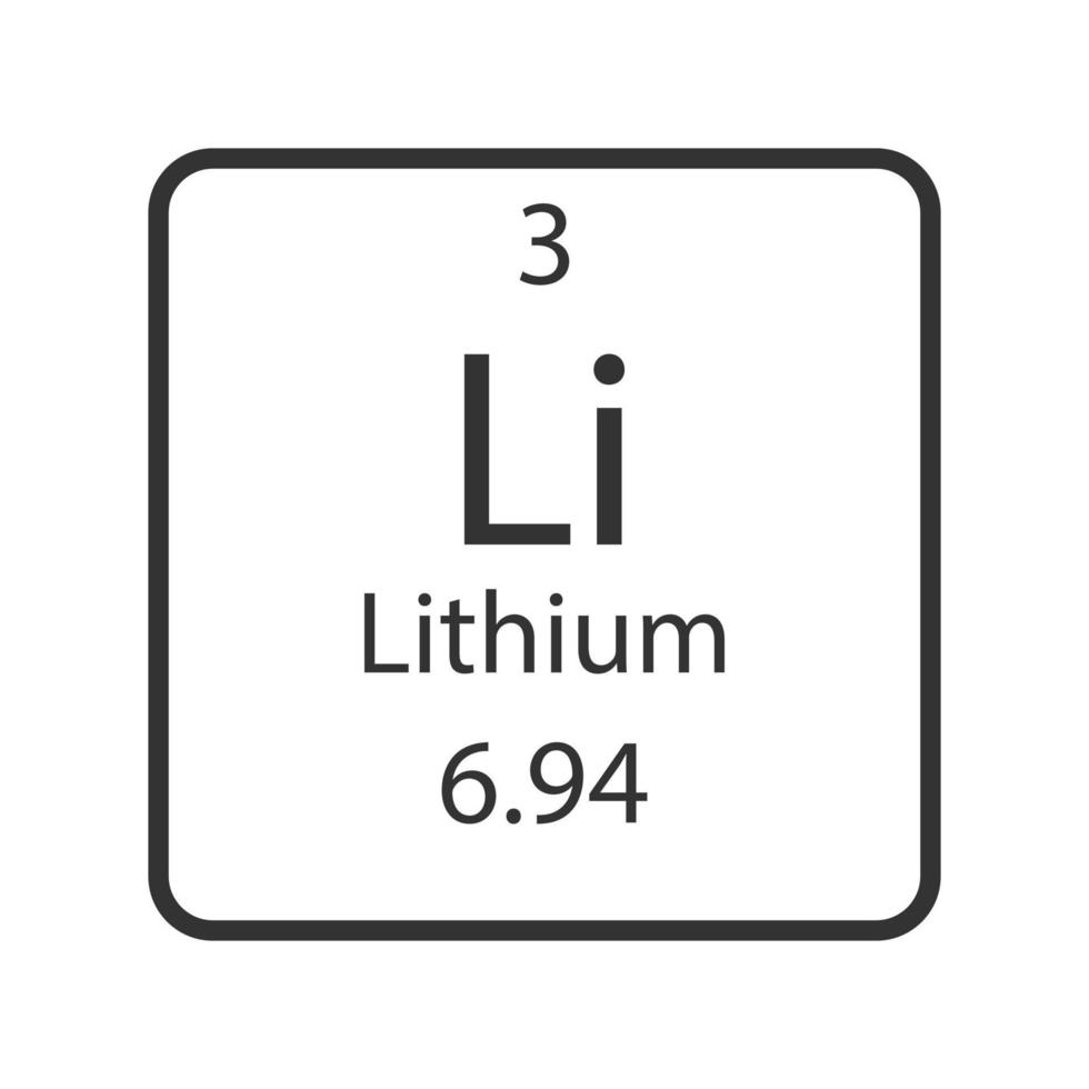 litium symbol. kemiskt element i det periodiska systemet. vektor illustration.