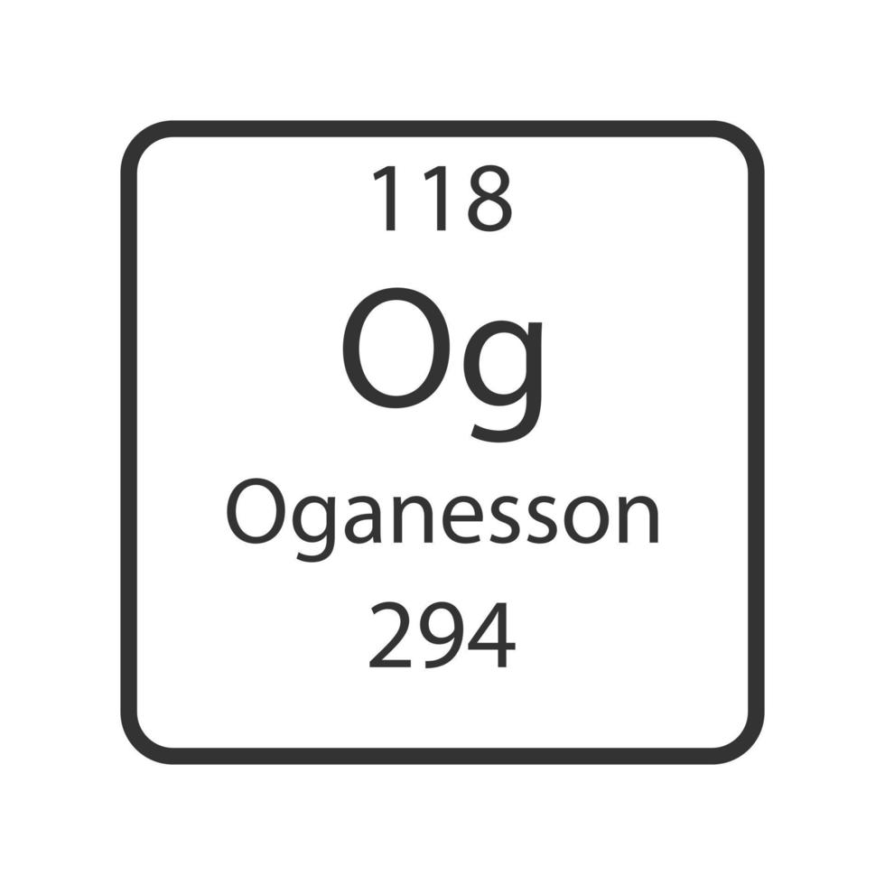 oganesson symbol. kemiskt element i det periodiska systemet. vektor illustration.