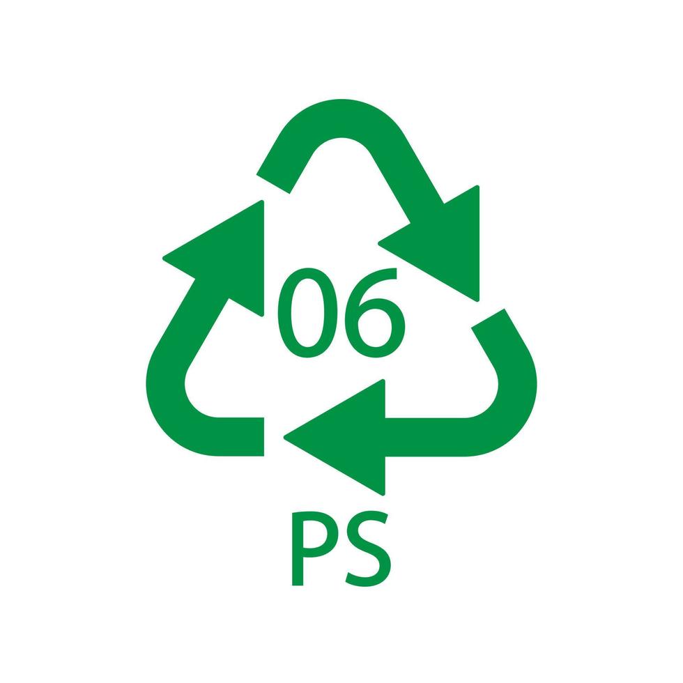 ps 06 återvinningskodsymbol. plast återvinning vektor polystyren tecken.