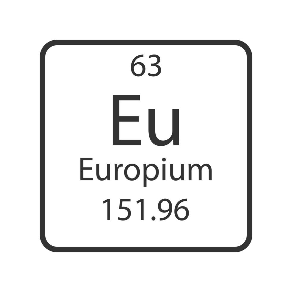 europium symbol. kemiskt element i det periodiska systemet. vektor illustration.