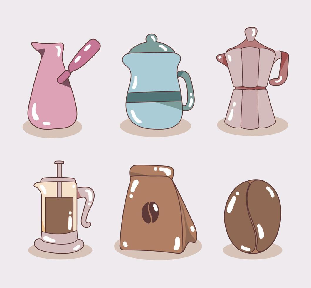 Symbole stellen Kaffee ein vektor